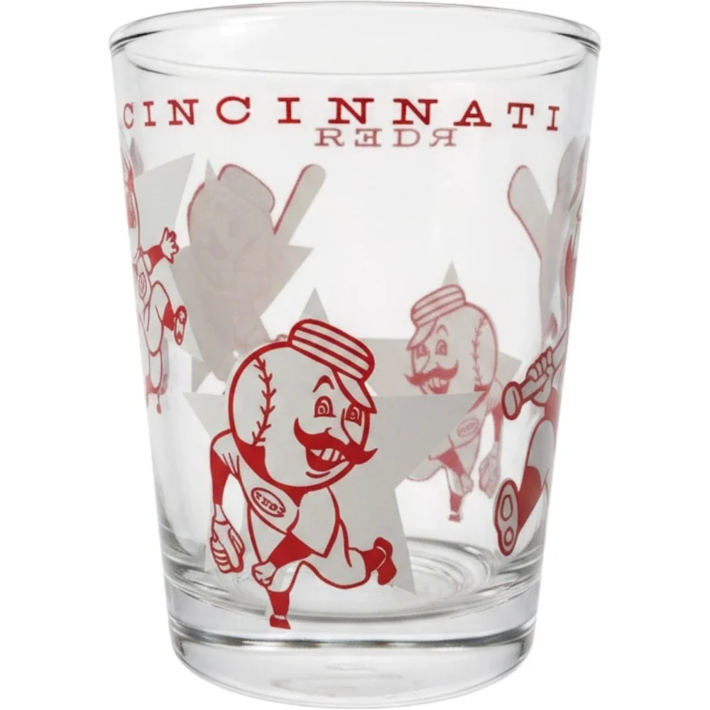 Cincinnati Reds Glass Tumbler Set Mr Redlegs Baseball Vintage 1960s Red White